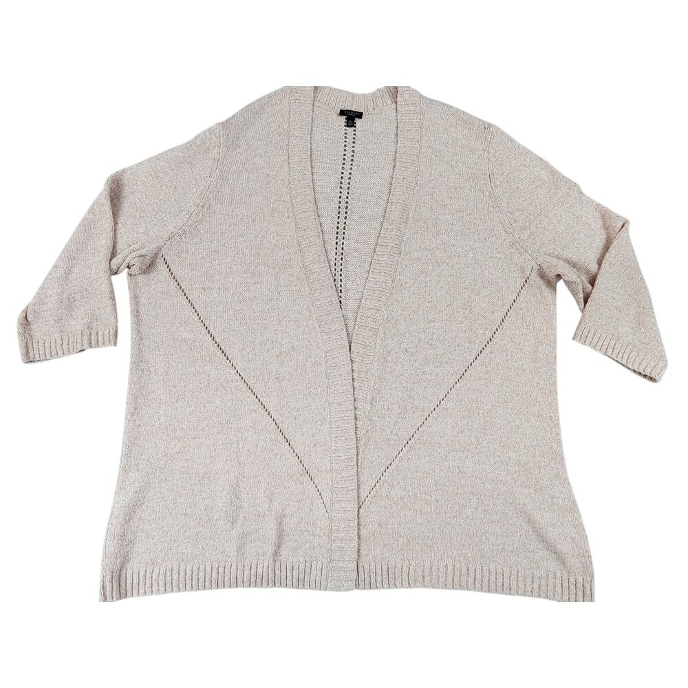 Talbots pink open front cardigan sz 3Xp 3/4‎ sleeve heavy knitted linen blend